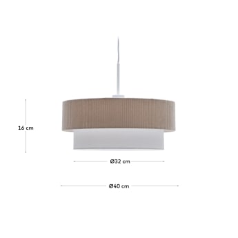 Lampada da soffitto Bianella in cotone e velluto beige Ø 40 cm - dimensioni