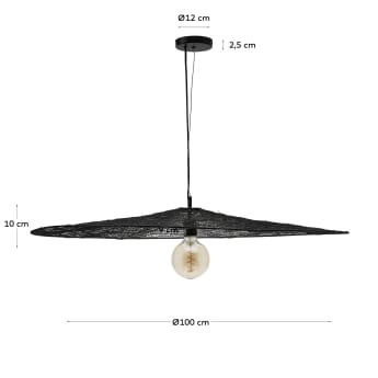 Makai-plafondlamp van metaal met zwarte afwerking Ø 100 cm - maten
