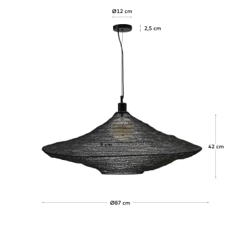 Makai-plafondlamp van metaal met zwarte afwerking Ø 87 cm - maten