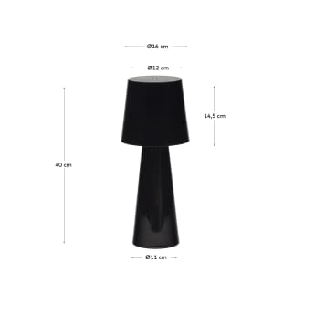 Lampe de table grand format Arenys en métal peint noir - dimensions