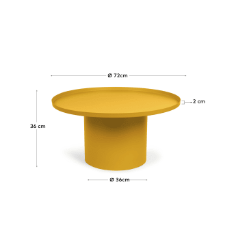 Okrągły stolik kawowy Fleksa z metalu w kolorze musztardowym Ø 72 cm - rozmiary