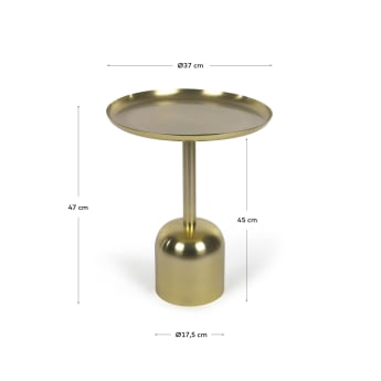 Stolik pomocniczy Adaluz okrągły z metalu w kolorze złotym Ø 37 cm - rozmiary