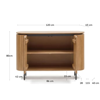 Licia sideboard with 2 doors made from solid mango wood and painted black metal 120 x 80cm - sizes