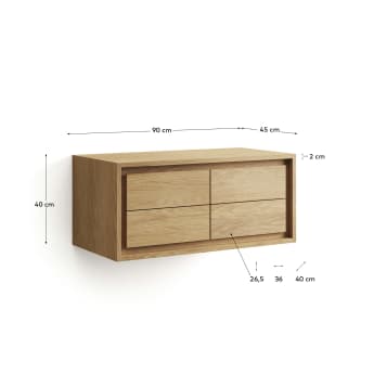 Kenta bathroom furniture in solid teak wood with a natural finish,   90 x 45 cm - sizes