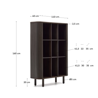 Ψηλός μπουφές Mailen 2 πόρτες από καπλαμά οξυάς σε σκούρο φινίρισμα 110 x 160 εκ - μεγέθη