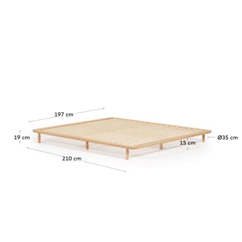 Cama Anielle de madera maciza de fresno para colchón de 180 x 200 cm - tamaños