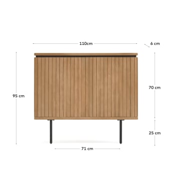 Testiera Licia in legno massello di mango e metallo verniciato nero per letto da 90 cm - dimensioni