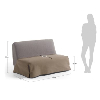 Sofá cama Jessa 140 cm gris y marrón claro - tamaños