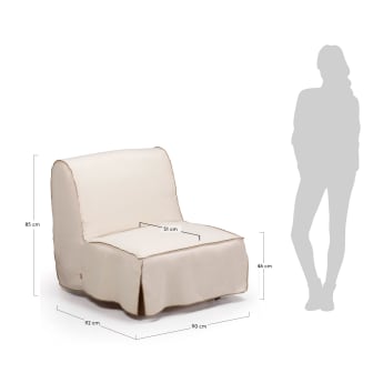 Canapé lit Jessa 90 cm beige - dimensions
