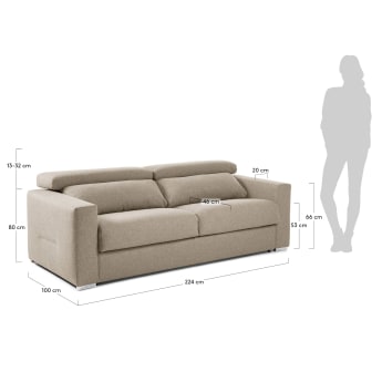 Sofá cama Kant 160 cm viscoelástico beige - tamaños