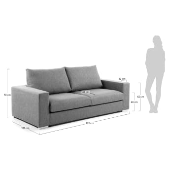 Big sofa bed 160 viscoelastic, chrono light grey - sizes