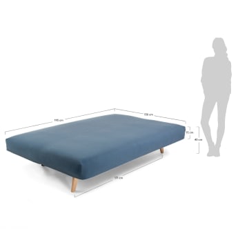 Sofá cama Koki tela azul - tamaños
