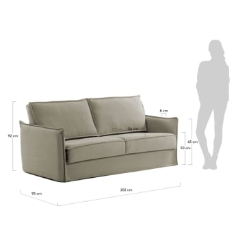 Sofa rozkładana Samsa 2-osobowa visco beżowa 160 cm - rozmiary