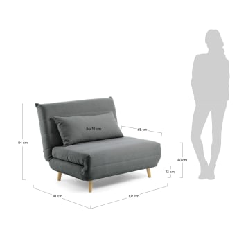 Καναπές-κρεβάτι Susan, γκρι-σκούρο, 107x91(192)εκ - μεγέθη