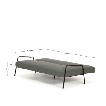 Sofa rozkładana Neiela 3-osobowa szara 180 cm - rozmiary