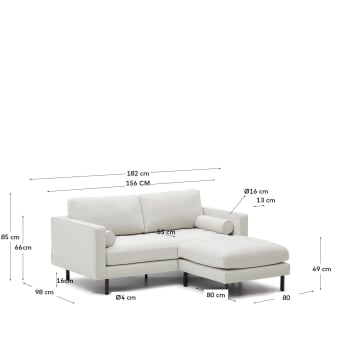 Debra 2-Sitzer-Sofa mit Fußablage mit Bezug in perlfarbener Chenille Beine Wenge-Finish 182 cm - Größen