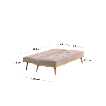 Sofa rozkładana Nirit 3-osobowa szara 180 cm - rozmiary