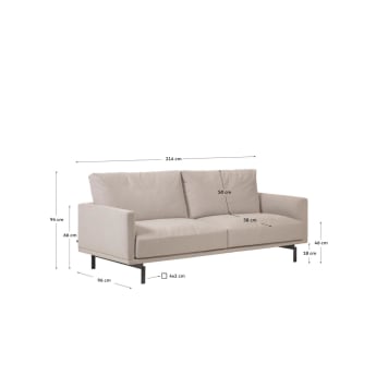 Galene 3-Sitzer Sofa beige 214 cm - Größen