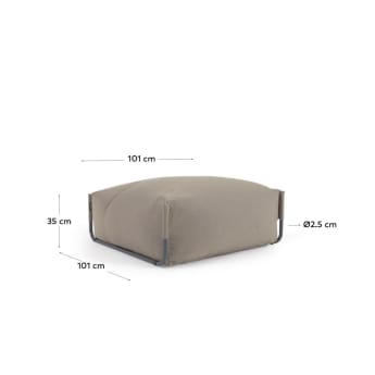 Pufe-sofá modular 100% para exterior Square verde e alumínio preto 101 x 101 cm - tamanhos