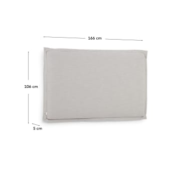Tête de lit déhoussable Tanit en lin gris pour lit de 160 cm - dimensions