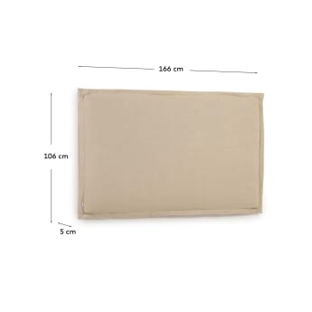 Tête de lit déhoussable Tanit en lin beige pour lit de 160 cm - dimensions