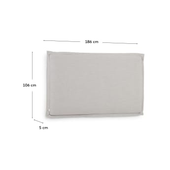Tête de lit déhoussable Tanit en lin gris pour lit de 180 cm - dimensions