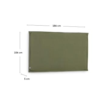 Capçal desenfundable Tanit de lli verd per a llit de 180 cm - mides