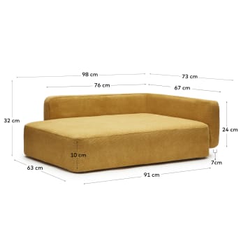 Bowie cover for large bed for pets in mustard, 73 x 98 cm - sizes