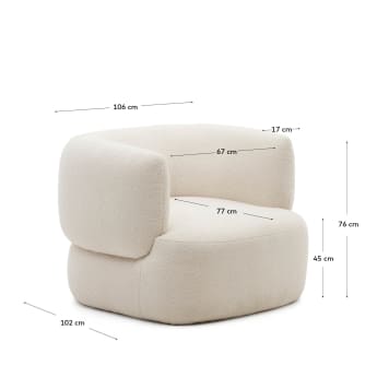 Martina armchair in off-white bouclé with cushion - sizes