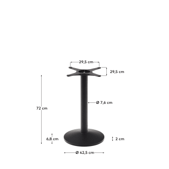 Esilda bar-table leg with small round metal base in a painted black finish - sizes