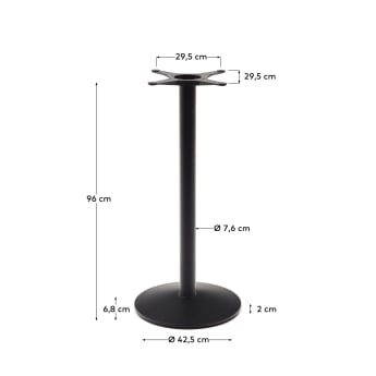 Esilda high bar-table leg with round metal base in a painted black finish - sizes