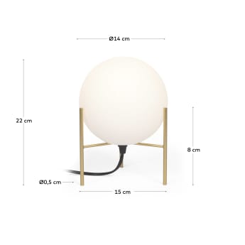 Seina table lamp in steel with brass finish UK adapter - dimensions