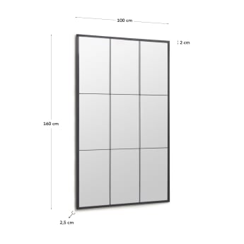 Miroir Ulrica en métal noir 100 x 160 cm - dimensions