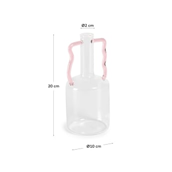 Yumalay glass vase, transparent and pink, 22 cm - sizes