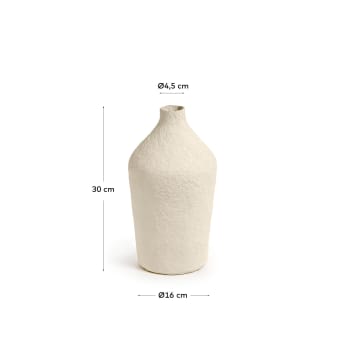 Candida cotton maché vase in beige, 30 cm - sizes