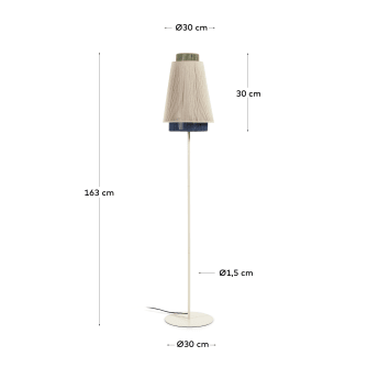 Lámpara de pie Yuvia de algodón con acabado beige y azul adaptador UK - tamaños