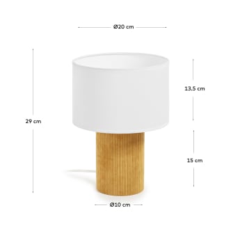 Lampa stołowa Bianella z musztardowego sztruksu - rozmiary