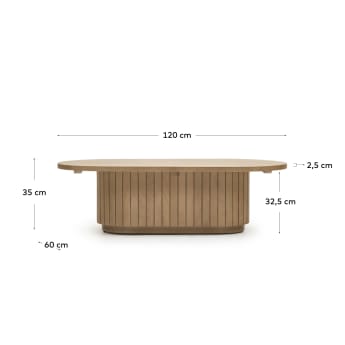 Mesa de centro Licia de madeira maciça de mangueira 120 x 60 cm - tamanhos