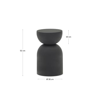 Stolik pomocniczy Rachell z metalu, z połyskującym czarnym wykończeniem Ø 30,5 cm. - rozmiary