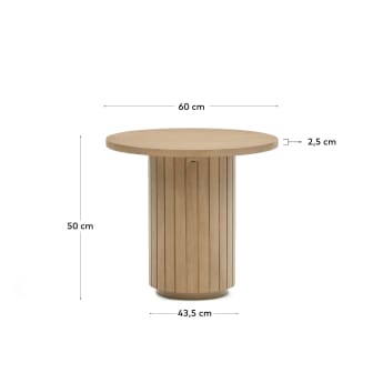 Tavolino rotondo Licia in legno massello di mango Ø 60 cm - dimensioni