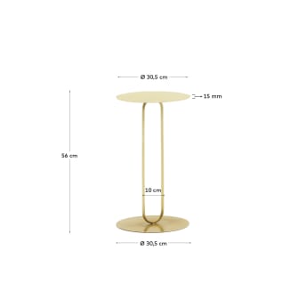 Table d'appoint Nithanda en métal finition dorée Ø 30,5 cm - dimensions
