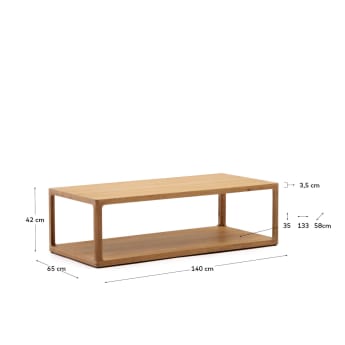 Table basse Maymai en bois de chêne 140 x 65 cm - dimensions