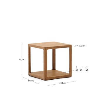 Mesa de apoio Maymai de madeira de carvalho 50 x 50 cm - tamanhos