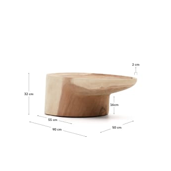 Centralny stół z nóżką Mosi wykonany z litego drewna mungur Ø 90 x 50 cm - rozmiary