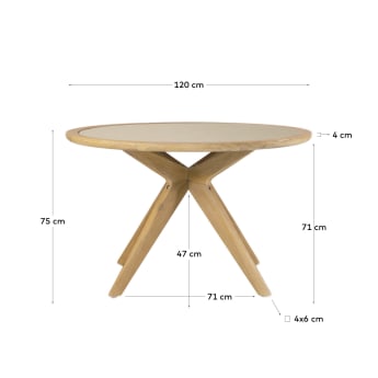 Στρογγυλό τραπέζι Julieta από μπεζ πολυκονίαμα και μασίφ ξύλο ακακίας Ø 120 cm FSC 100% - μεγέθη