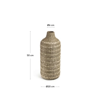 Vase Umma grand en bambou et fibres naturelles finition naturelle - dimensions