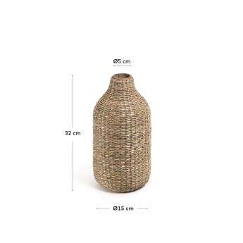 Vase Umma petit en bambou et fibres naturelles finition naturelle - dimensions