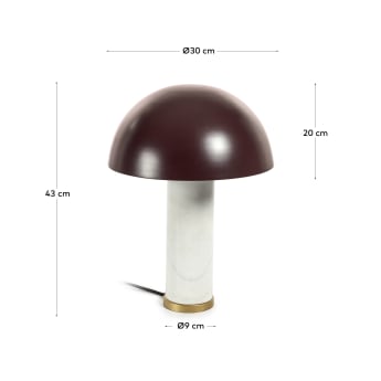 Zorione table lamp in white marble and metal, with a painted brown finish. With UK adaptor - sizes