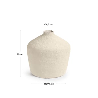 Candida cotton maché vase in beige, 20 cm - sizes