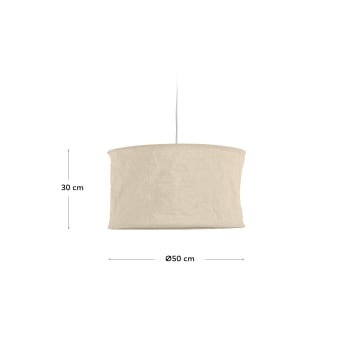 Pantalla para lámpara de techo Mariela de lino con acabado beige Ø 50 cm - tamaños